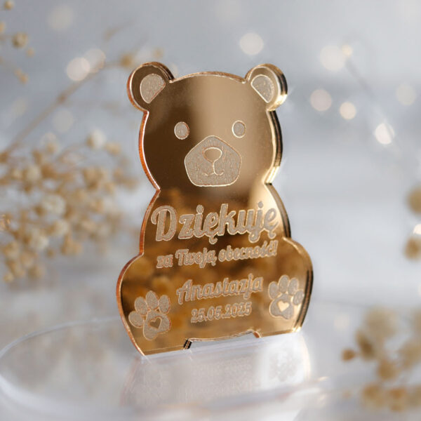 Magnesy lustrzane złote podziękowania dla gości na chrzest roczek