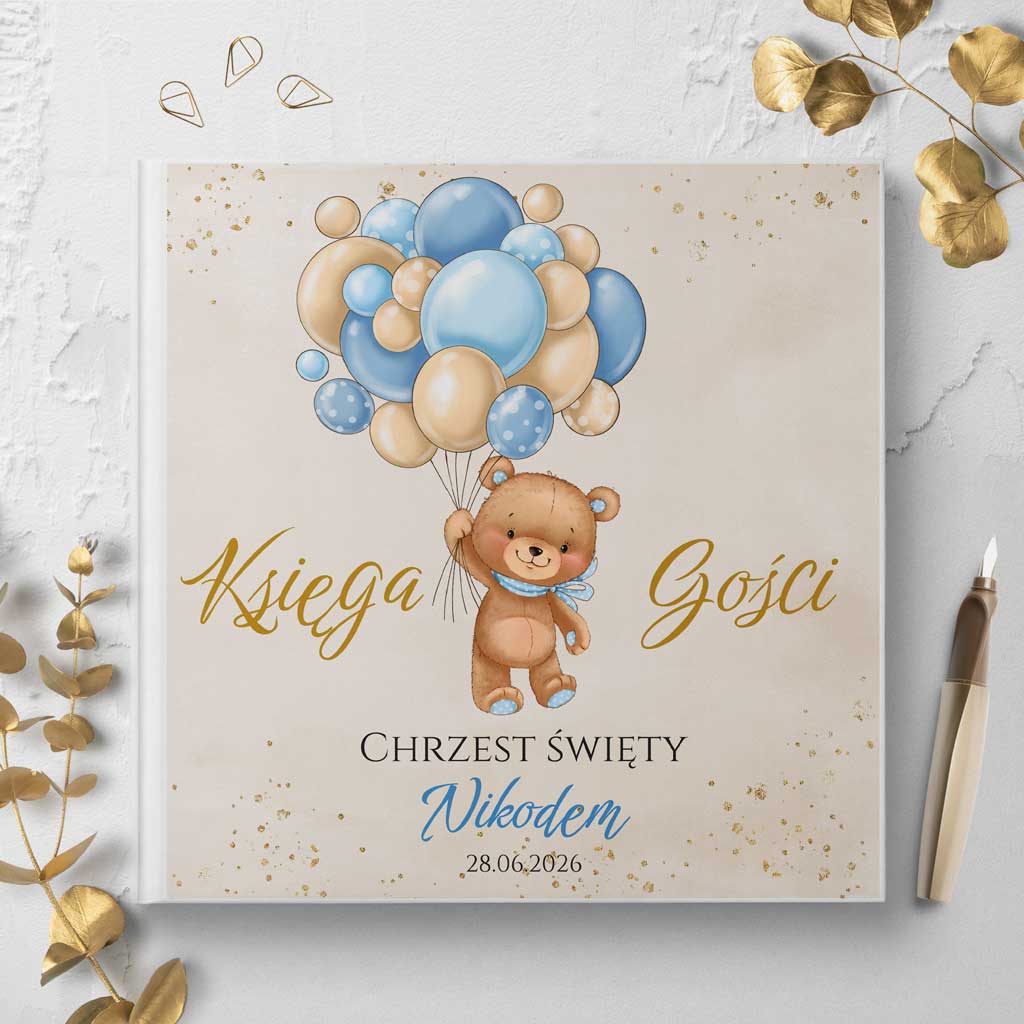 niebieskie Księga Chrzest- niebieskie misie - obrazek 1