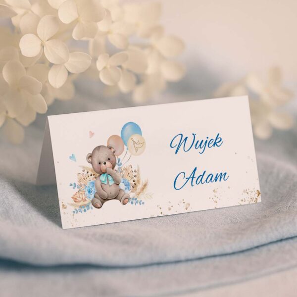 Winietki na chrzest miś