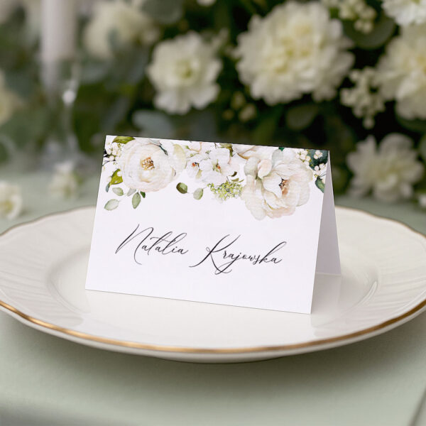 Winietki ślubne białe kwiaty