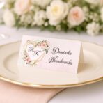 winietki na stół wesele serce kwiaty