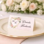 winietki na stół wesele serce kwiaty