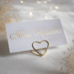 Złocone winietki weselne na stojaku