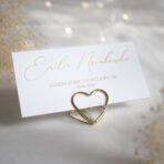 Złocone winietki weselne na stojaku