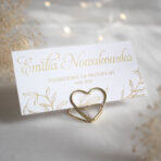 Złocone winietki weselne na stojaku