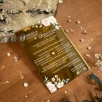 Zaproszenia ślubne lustrzane złoto różowe kwiaty