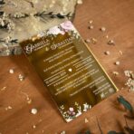 Zaproszenia ślubne lustrzane złoto różowe kwiaty