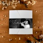 Zaproszenia ślubne kwadratowe opaska ze zdjęciem