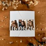 Zaproszenia ślubne kwadratowe opaska ze zdjęciem