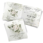 Zaproszenia Ślubne zielone tło białe kwiaty