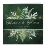 Zaproszenia Ślubne zielone tło paprocie