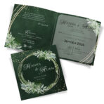 Zaproszenia Ślubne zielone tło paprocie