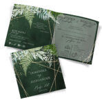 Zaproszenia Ślubne zielone tło paprocie