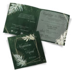 Zaproszenia Ślubne zielone tło paprocie