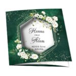 Zaproszenia ślubne składane na 3 ciemne tło zielone