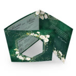 Zaproszenia ślubne składane na 3 ciemne tło zielone