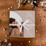 Zaproszenia Ślubne ze zdjęciem i wstążką beżowe