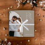 Zaproszenia Ślubne ze zdjęciem i wstążką beżowe