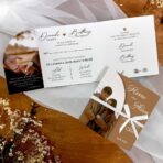 Zaproszenia Ślubne ze zdjęciem i wstążką beżowe