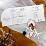 Zaproszenia Ślubne ze zdjęciem i wstążką beżowe