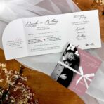 Zaproszenia Ślubne ze zdjęciem i wstążką różowe