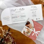 Zaproszenia Ślubne ze zdjęciem i wstążką różowe