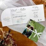 Zaproszenia Ślubne ze zdjęciem i wstążką zielone
