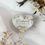 magnesy z podziękowaniem na ślub białe kwiaty, zielone tło