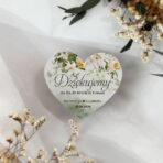 magnesy z podziękowaniem na ślub białe kwiaty, zielone tło