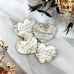 magnesy z podziękowaniem na ślub białe kwiaty, zielone tło