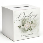 Pudełka na koperty zielone białe kwiaty