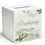 Pudełka na koperty zielone białe kwiaty