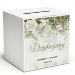 Pudełka na koperty zielone białe kwiaty