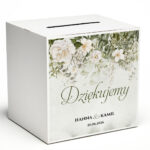 Pudełka na koperty zielone białe kwiaty