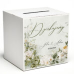 Pudełka na koperty zielone białe kwiaty