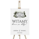 Tablica powitalna białe zielone kwiaty