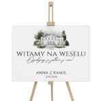 Tablica powitalna białe zielone kwiaty