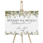 Tablica powitalna białe zielone kwiaty