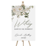 Tablica powitalna duża białe zielone kwiaty