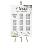 Tablica z usadzeniem gości duża białe zielone kwiaty