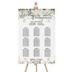 Tablica z usadzeniem gości duża białe zielone kwiaty