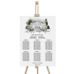 Tablica z usadzeniem gości białe zielone kwiaty