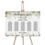 Tablica z usadzeniem gości białe zielone kwiaty