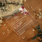 zaproszenia akrylowe bordowe kwiaty