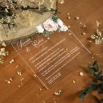 zaproszenia akrylowe różowe kwiaty