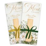 Podziękowania dla gości Merci zielone białe kwiaty