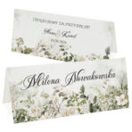 Winietki ślubne na stół zielone białe kwiaty