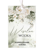 Zawieszki na butelki zielone, białe kwiaty