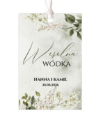 Zawieszki na butelki zielone, białe kwiaty