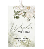 Zawieszki na butelki zielone, białe kwiaty